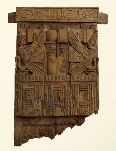 パネル、おそらく椅子の後ろから、Abusir（木とガラス） 作： Late Period Egyptian